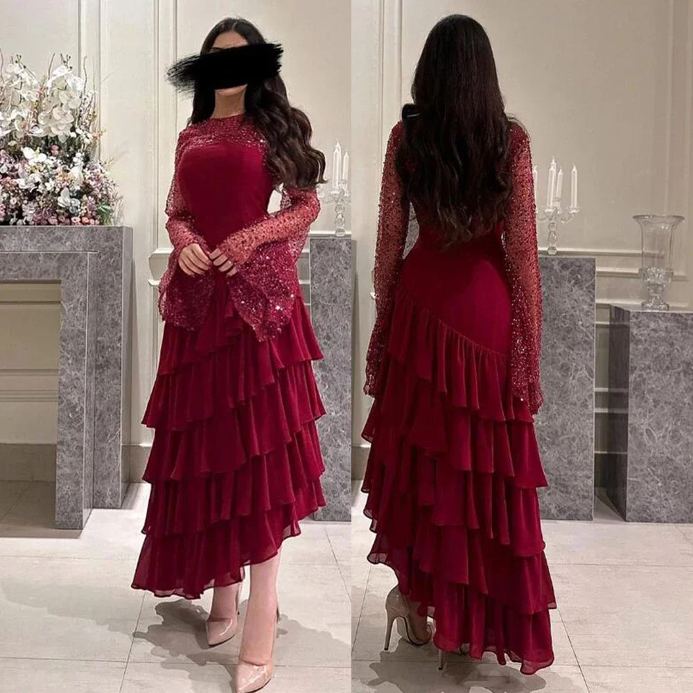 Customized Prom Gowns Long Sleeve Round Neck Banquet Dress A-line Evening Gown Exquisite High Quality Occasion Dresses for Women
Customized Prom Gowns Long Sleeve Round Neck Banquet Dress A-line Evening Gown Exquisite High Quality Occasion Dresses for Women
