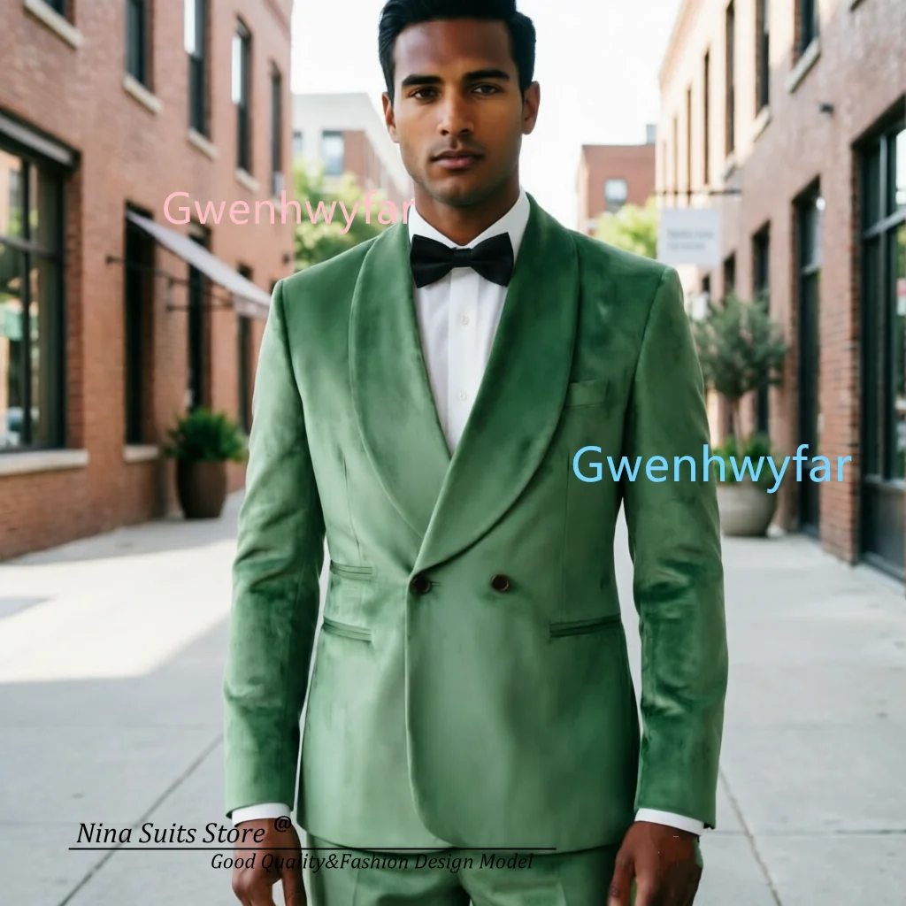 G&N Shawl Lapel Men's Velvet Suit 2-Piece Set with Double-Breasted Buttons Green Velvet Jacket And Pants Male Party Costume
G&N Shawl Lapel Men's Velvet Suit 2-Piece Set with Double-Breasted Buttons Green Velvet Jacket And Pants Male Party Costume