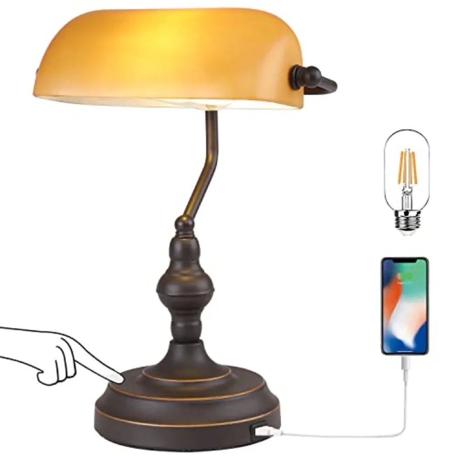 Banker Desk Lamp Touch Control Vintage Banker's Desk Lamp with USB Port 3 Way Dimmable Desk Lamps Farmhouse Library Lamp Oil Ru
Banker Desk Lamp Touch Control Vintage Banker's Desk Lamp with USB Port 3 Way Dimmable Desk Lamps Farmhouse Library Lamp Oil Ru