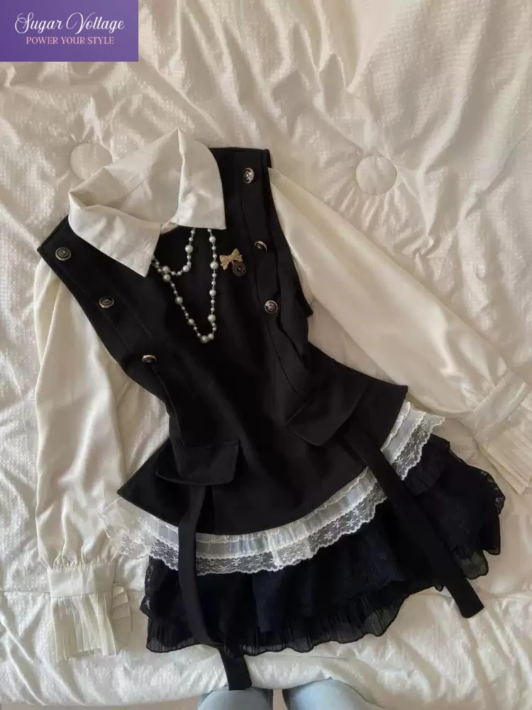 Japanese Sweet Y2K 3 Piece Set Women Slim Lace Shirt + Vest + High Waist Skirt Korean Style Cute Vintage Fashion Chic Clothes
Japanese Sweet Y2K 3 Piece Set Women Slim Lace Shirt + Vest + High Waist Skirt Korean Style Cute Vintage Fashion Chic Clothes