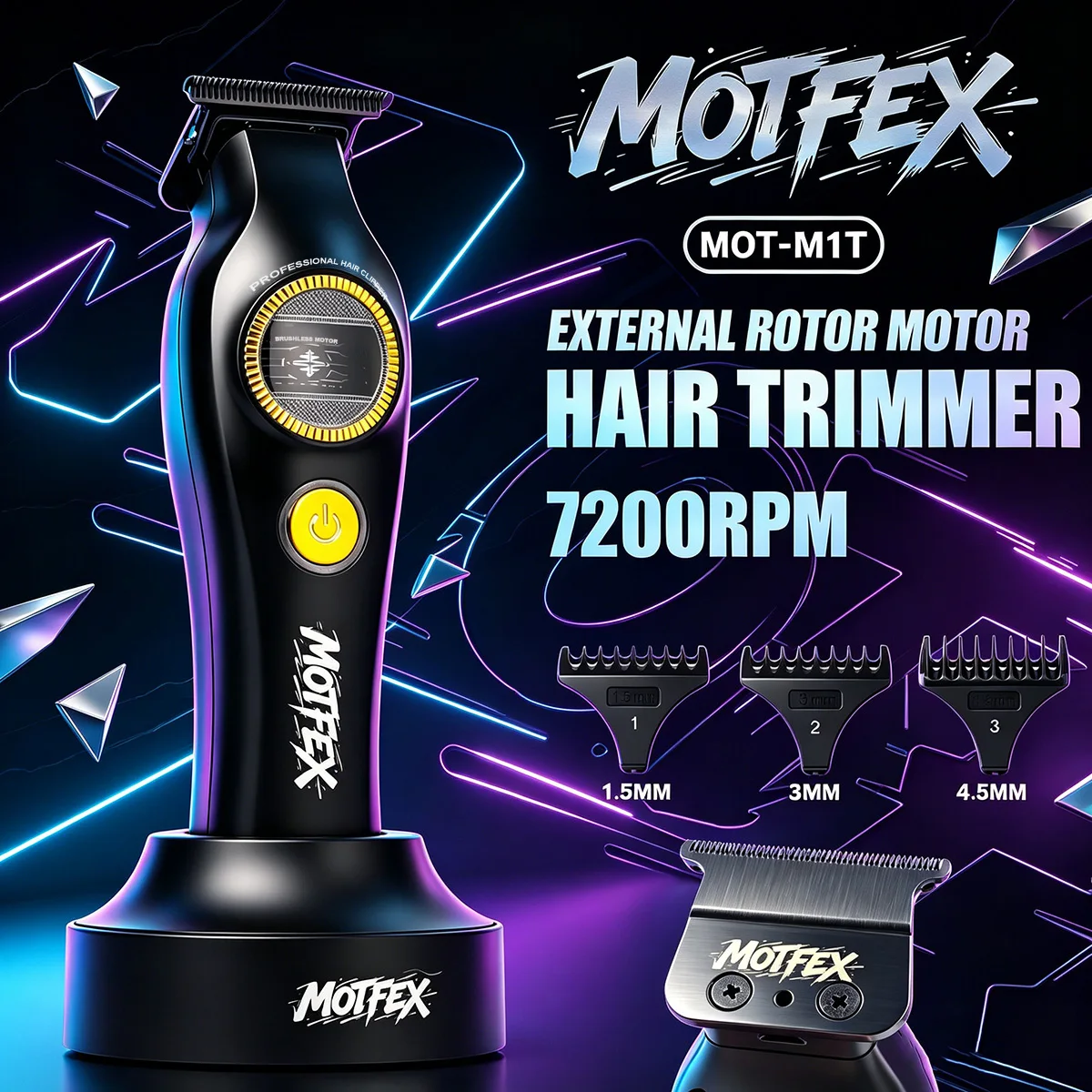 MOTFEX M1T External Rotor 7200RPM Brushless Motor hair Trimmer Professional Electric Hair Clipper DLC Blade Haircut Machine
MOTFEX M1T External Rotor 7200RPM Brushless Motor hair Trimmer Professional Electric Hair Clipper DLC Blade Haircut Machine