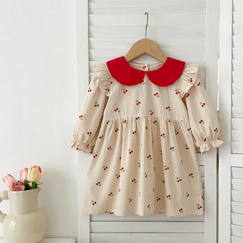 Girls Clothes Autumn Baby Girls Dress Casual Clothes Spring Cotton Girls Princess Dress Cherry Printing Turn Down Collar Dress
Girls Clothes Autumn Baby Girls Dress Casual Clothes Spring Cotton Girls Princess Dress Cherry Printing Turn Down Collar Dress