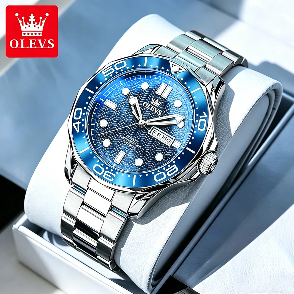OLEVS Men's Watches Luxury Fashion Ripple Dial Fine Steel Original Brand Quartz Wristwatch Waterproof Luminous Calendar New 3738
OLEVS Men's Watches Luxury Fashion Ripple Dial Fine Steel Original Brand Quartz Wristwatch Waterproof Luminous Calendar New 3738