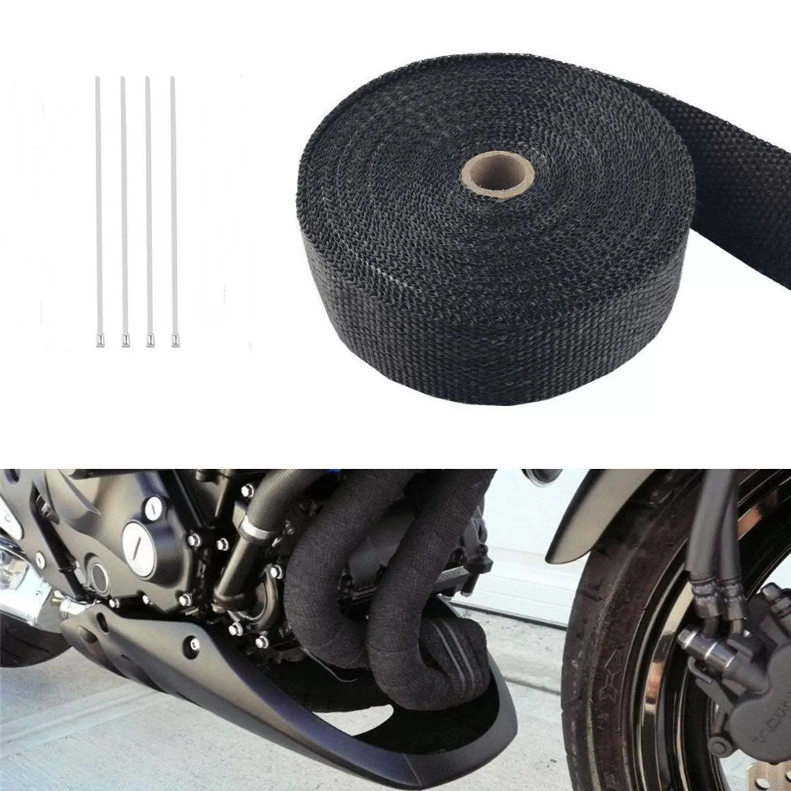 5M Roll Fiberglass Heat Shield Motorcycle Exhaust Thermal Tape Header Pipe Heat Wrap Tape Thermal Protection with Stainless Ties
5M Roll Fiberglass Heat Shield Motorcycle Exhaust Thermal Tape Header Pipe Heat Wrap Tape Thermal Protection with Stainless Ties