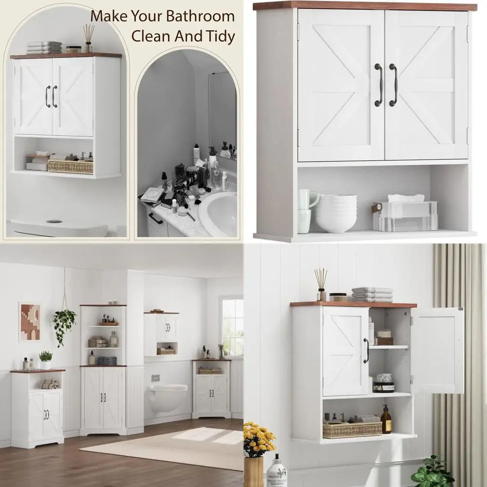 Белый настенный небольшой аптечный шкаф в стиле фермерского дома с регулируемой полкой для ванной и служебных помещений
Белый настенный небольшой аптечный шкаф в стиле фермерского дома с регулируемой полкой для ванной и служебных помещений