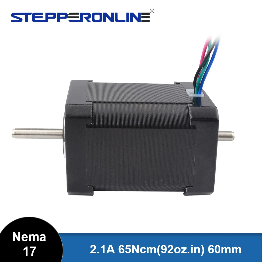 STEPPERONLINE Dual Shaft Nema 17 Stepper Motor 65Ncm Bipolar 42x60mm 2.1A 4-lead for CNC DIY XYZ/3D Printer
STEPPERONLINE Dual Shaft Nema 17 Stepper Motor 65Ncm Bipolar 42x60mm 2.1A 4-lead for CNC DIY XYZ/3D Printer