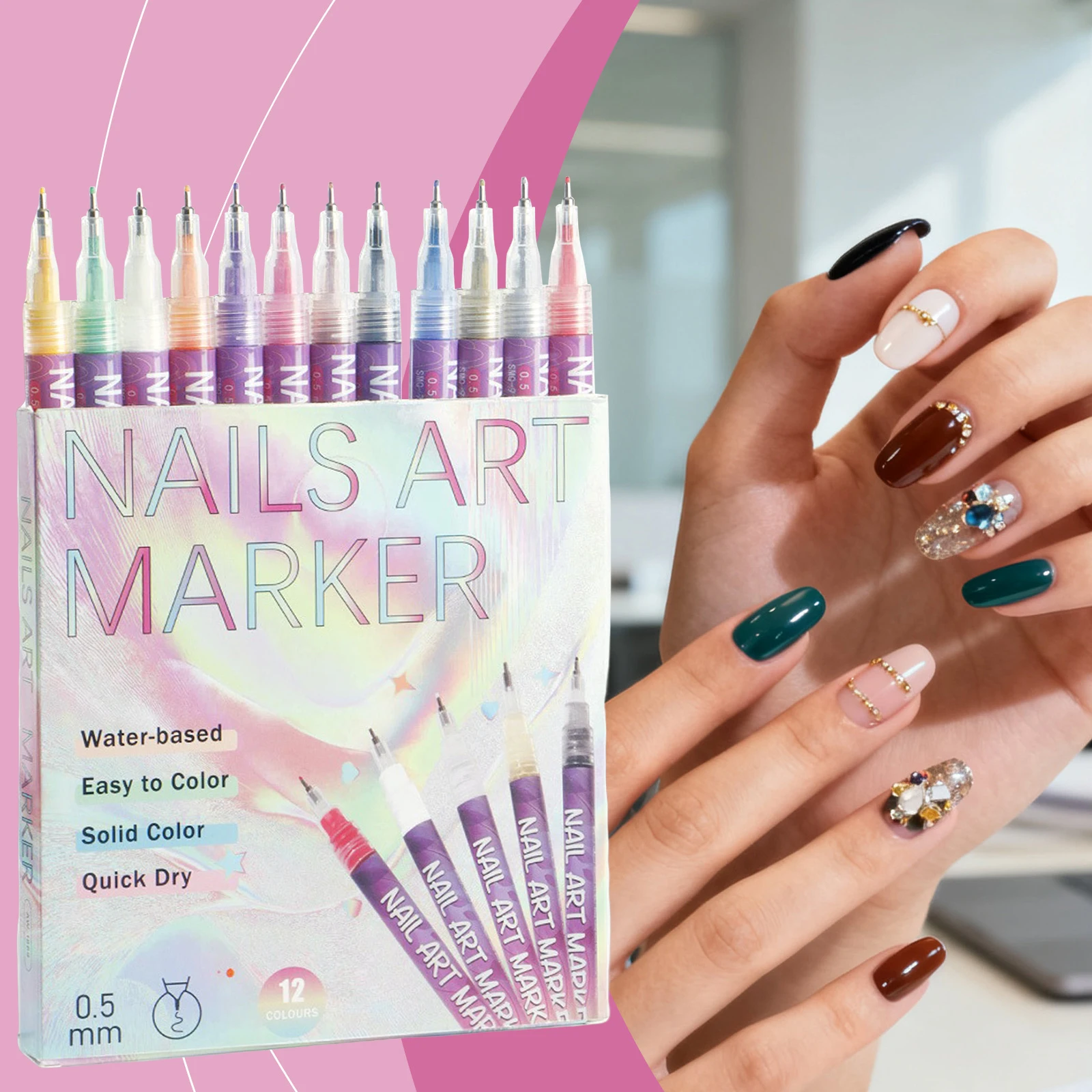 12 Colors 3D Nail Art Pens Set Waterproof Fine Tip Nail Doodle Pens Quick-drying for Dotting Drawing Painting Point Liner
12 Colors 3D Nail Art Pens Set Waterproof Fine Tip Nail Doodle Pens Quick-drying for Dotting Drawing Painting Point Liner