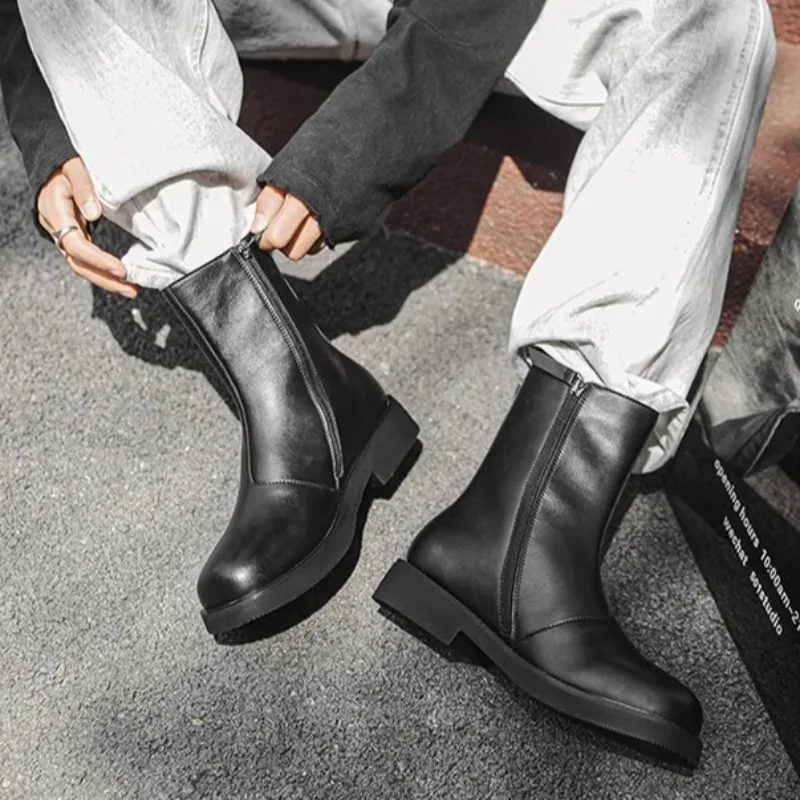 High Quality Leather Shoes for Man Fad Designer Platform Casual Ankle Boots for Man British High-end Chelsea Boots Botas Hombre
High Quality Leather Shoes for Man Fad Designer Platform Casual Ankle Boots for Man British High-end Chelsea Boots Botas Hombre