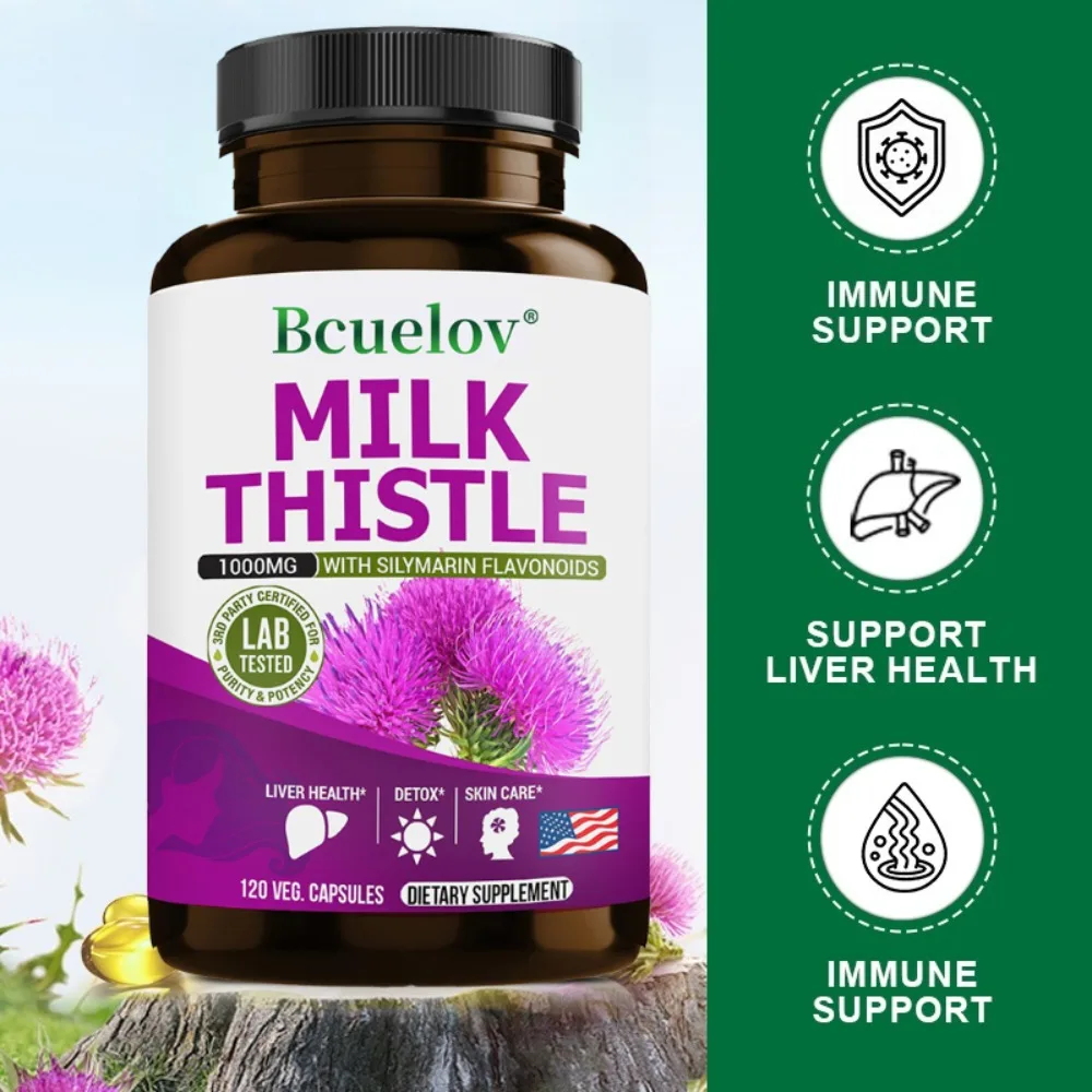 Milk Thistle Extract 1000mg - Gluten-Free Non-GMO, Antioxidant Supplements for Healthy Skin, Liver, Detox, Digestion, Immune
Milk Thistle Extract 1000mg - Gluten-Free Non-GMO, Antioxidant Supplements for Healthy Skin, Liver, Detox, Digestion, Immune