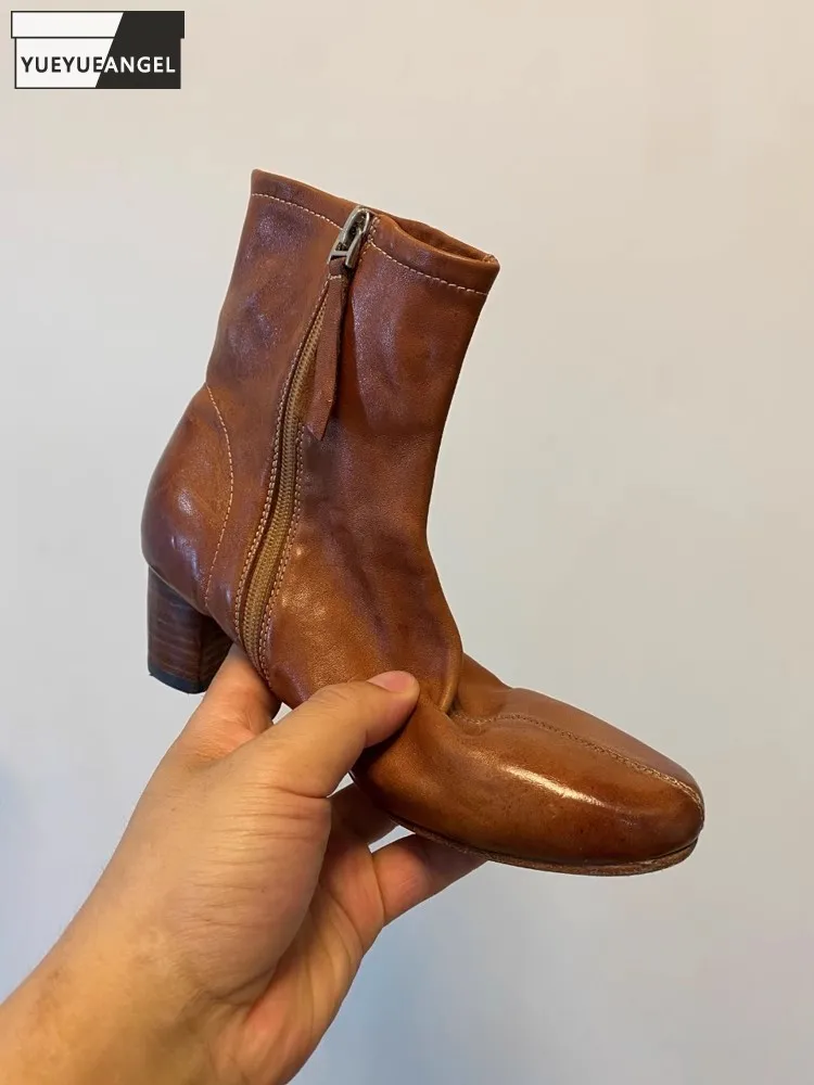Women Ankle Boots Spring New Zipper Block Med Heels High Top Office Ladies Work Shoes Vintage Horsehide Genuine Leather Boots
Women Ankle Boots Spring New Zipper Block Med Heels High Top Office Ladies Work Shoes Vintage Horsehide Genuine Leather Boots