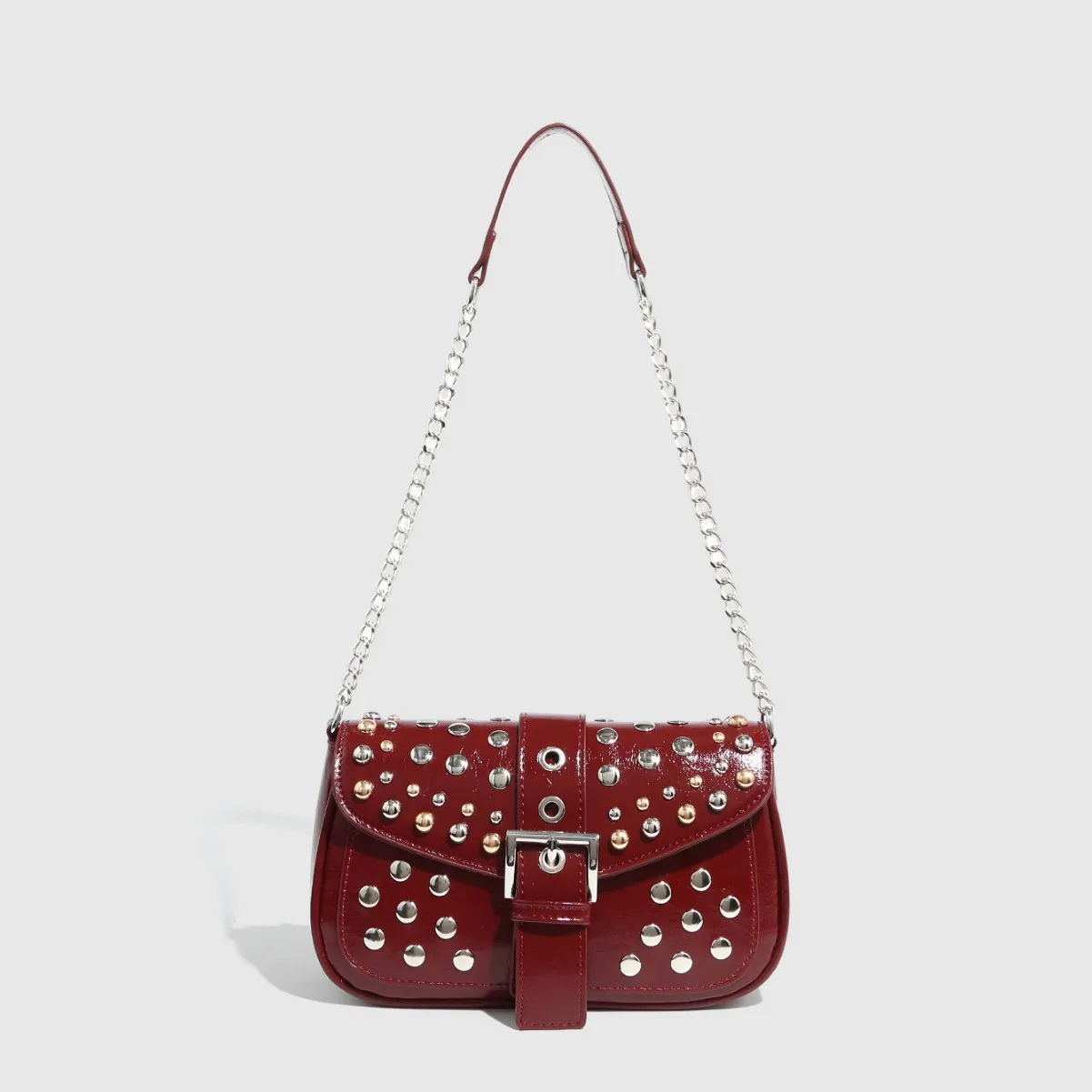 2025 New saddle bag women shoulder cross-body bag riveted contrasting color women's chain small bag
2025 New saddle bag women shoulder cross-body bag riveted contrasting color women's chain small bag