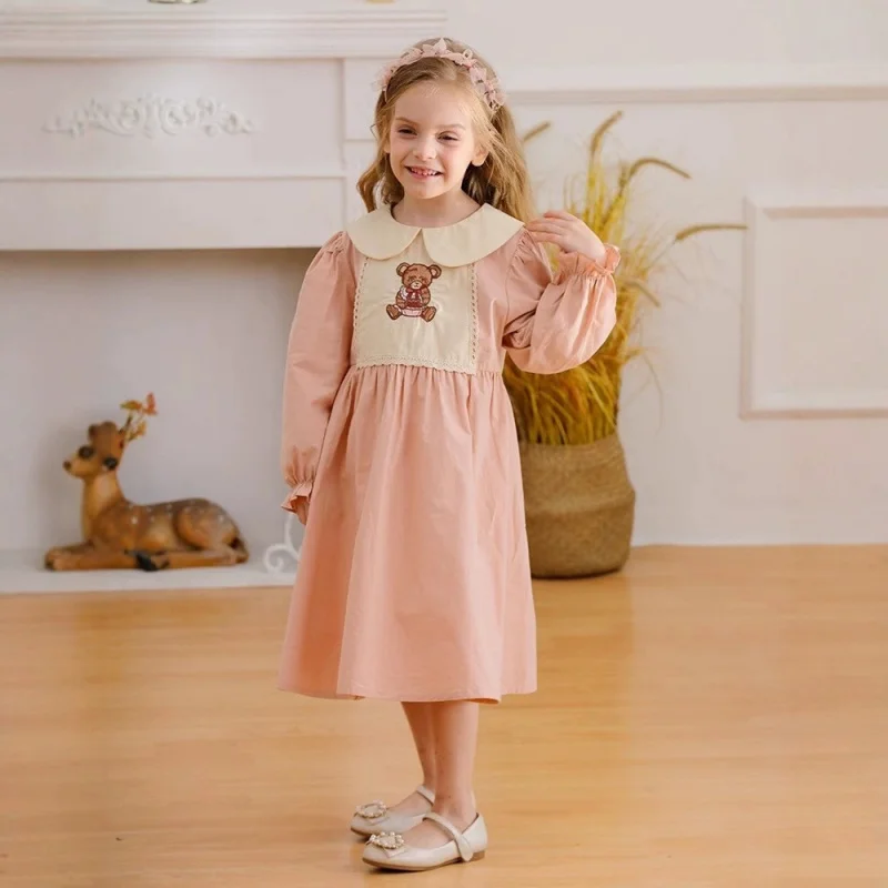 Girls' Doll Collar Bear Embroidery Dress2026Spring fashion girls' long-sleeved pink collared princess dress trendy
Girls' Doll Collar Bear Embroidery Dress2026Spring fashion girls' long-sleeved pink collared princess dress trendy