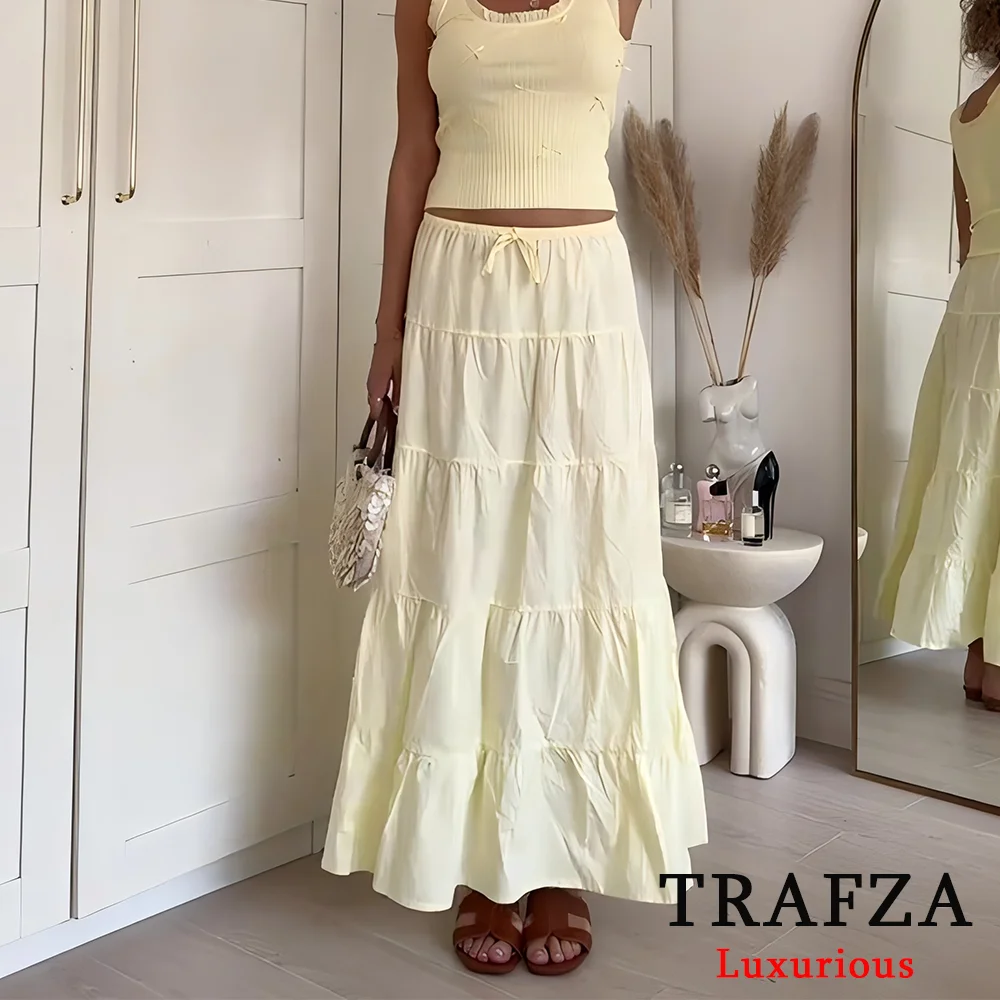 TRAFZA Chic Yellow Elegant Pleated Casual Woman Skirts Fashion 2025 Summer Holiday Beach Patchwork Y2K Lace Long Mujer Skirts
TRAFZA Chic Yellow Elegant Pleated Casual Woman Skirts Fashion 2025 Summer Holiday Beach Patchwork Y2K Lace Long Mujer Skirts