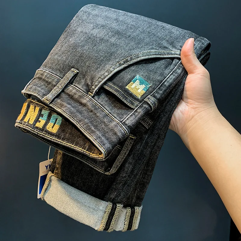 High-End Jeans for Men Spring and Autumn 2024Annual Trend Embroidered Slim Light Straight-Leg Black Gray Harem Ankle Tight Pants
High-End Jeans for Men Spring and Autumn 2024Annual Trend Embroidered Slim Light Straight-Leg Black Gray Harem Ankle Tight Pants
