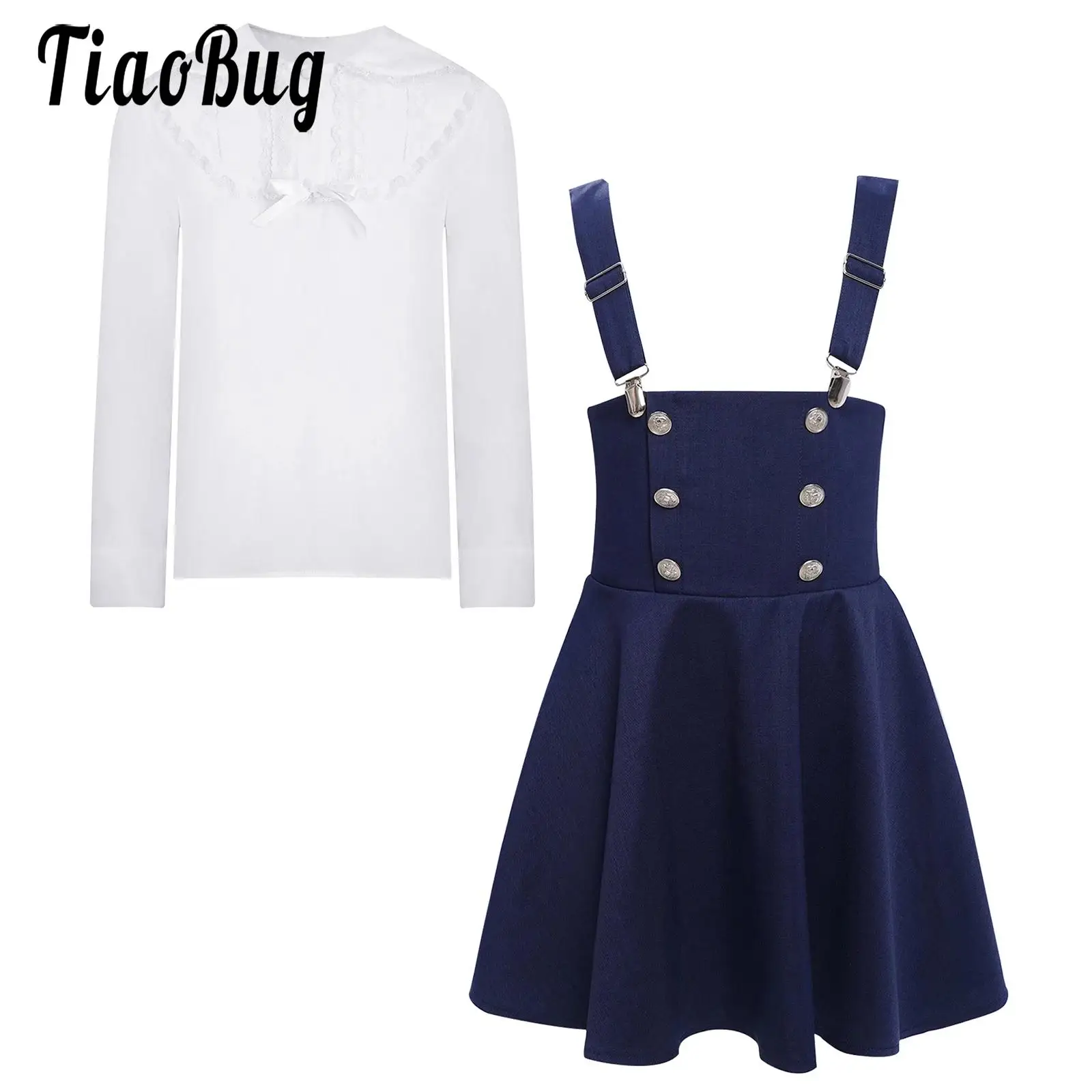 Girls Choir Performance Costume School Ceremony Party Dresses Shoulder Straps A-Line Overall Dress with White Shirt for Pageant
Girls Choir Performance Costume School Ceremony Party Dresses Shoulder Straps A-Line Overall Dress with White Shirt for Pageant