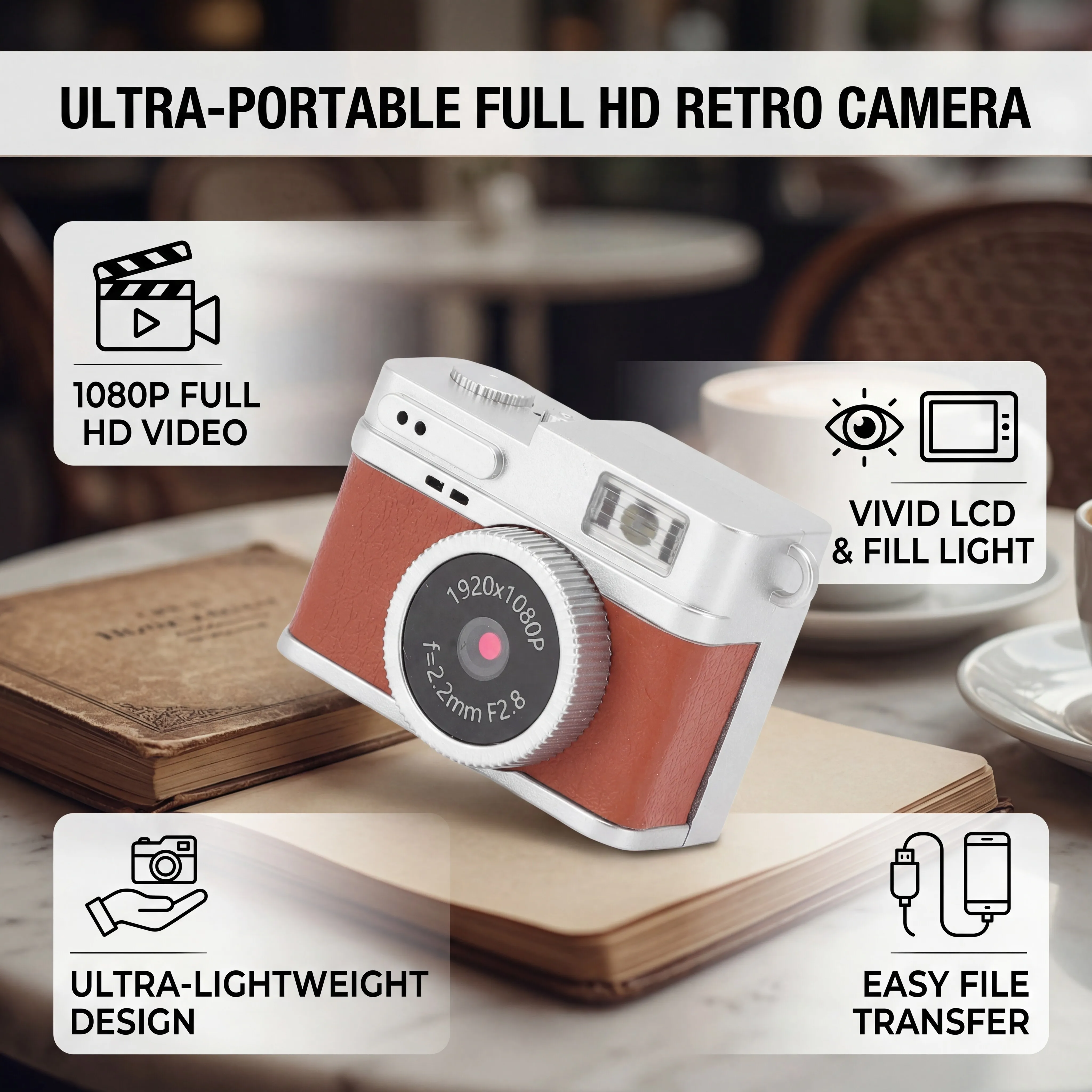 Retro Digital Camera 32GB Memory Card Compact Digital Retro Camera 2MP 1080P 30FPS FHD Keychain Camera 0.96 Inch Color Screen
Retro Digital Camera 32GB Memory Card Compact Digital Retro Camera 2MP 1080P 30FPS FHD Keychain Camera 0.96 Inch Color Screen