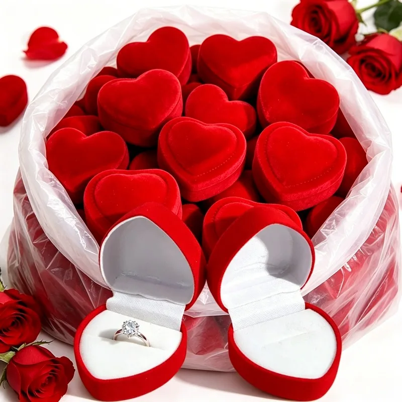 24pcs Velvet Red Heart Shaped Jewelry Box Ring Earring Display Cases Holder Boxes Jewelry Organizer Wedding Ring Case Wholesale
24pcs Velvet Red Heart Shaped Jewelry Box Ring Earring Display Cases Holder Boxes Jewelry Organizer Wedding Ring Case Wholesale