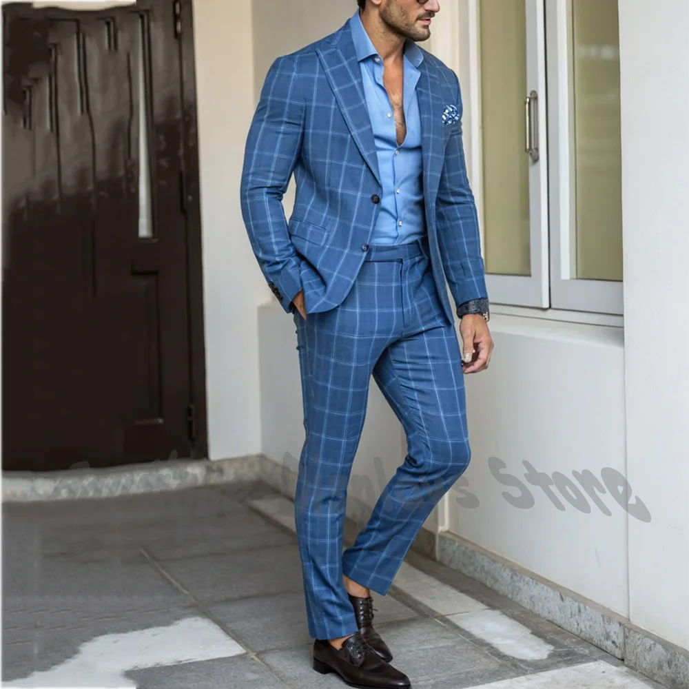 Blue Plaid Suit 2 Piece Single Breasted Slim Fit Business Formal Prom Party Gala Vintage Gentleman Custom Outfit Jacket Pant
Blue Plaid Suit 2 Piece Single Breasted Slim Fit Business Formal Prom Party Gala Vintage Gentleman Custom Outfit Jacket Pant