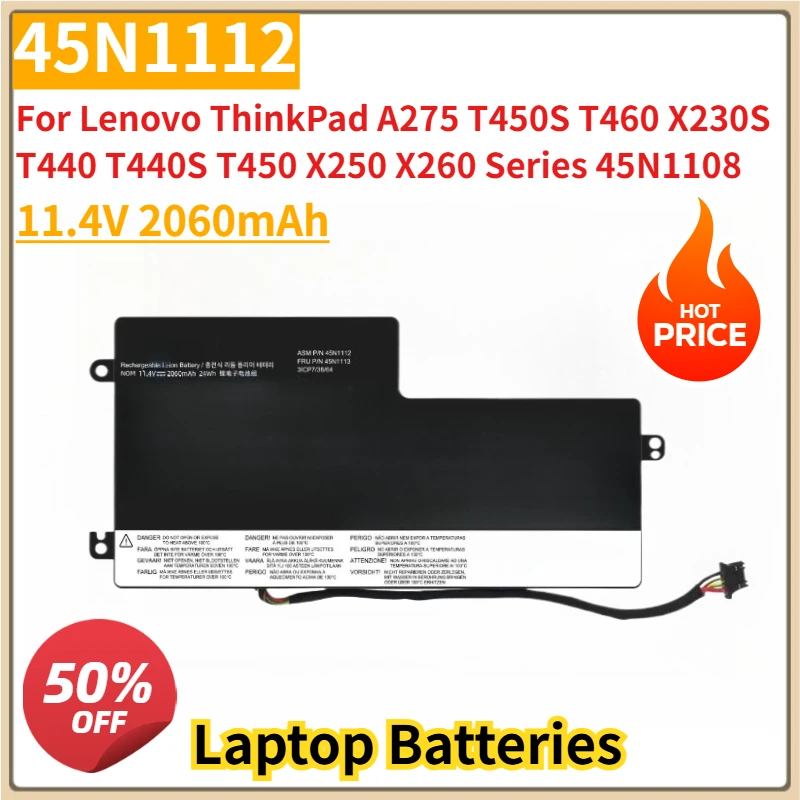 New 45N1112 Replacement Battery 11.4V 2060mAh for Lenovo ThinkPad A275 T450S T460 X230S T440 T440S T450 X250 X260 Series 45N1108
New 45N1112 Replacement Battery 11.4V 2060mAh for Lenovo ThinkPad A275 T450S T460 X230S T440 T440S T450 X250 X260 Series 45N1108