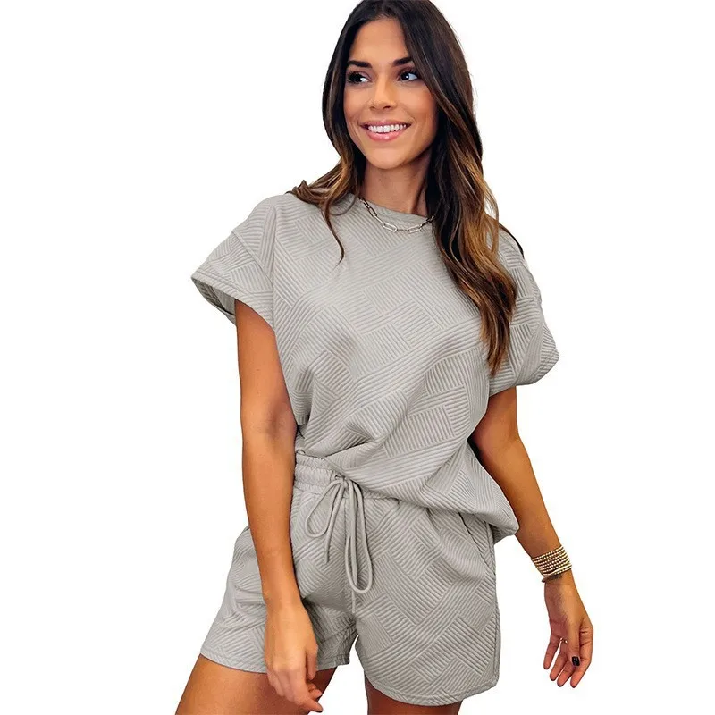 New Summer Women Cotton Suit Casual Loose Solid Color Two-piece Set Round Neck Short Sleeve Top And Shorts Two-piece Sports Suit
New Summer Women Cotton Suit Casual Loose Solid Color Two-piece Set Round Neck Short Sleeve Top And Shorts Two-piece Sports Suit