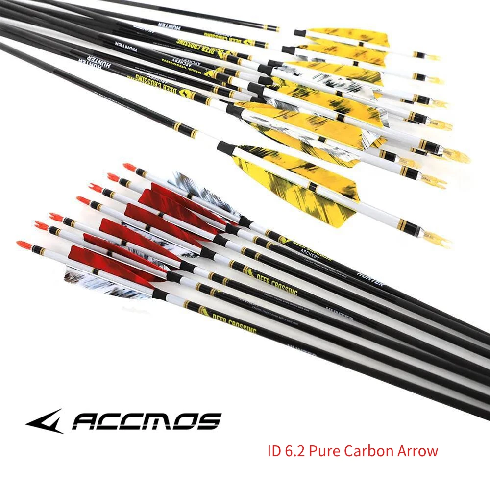 12pc Real Feather Pure Carbon Arrow ID 6.2 Spine 350 400 500 600 700 800 Carbon Arrow For Recurve Compound Bow Hunting Shooting
12pc Real Feather Pure Carbon Arrow ID 6.2 Spine 350 400 500 600 700 800 Carbon Arrow For Recurve Compound Bow Hunting Shooting