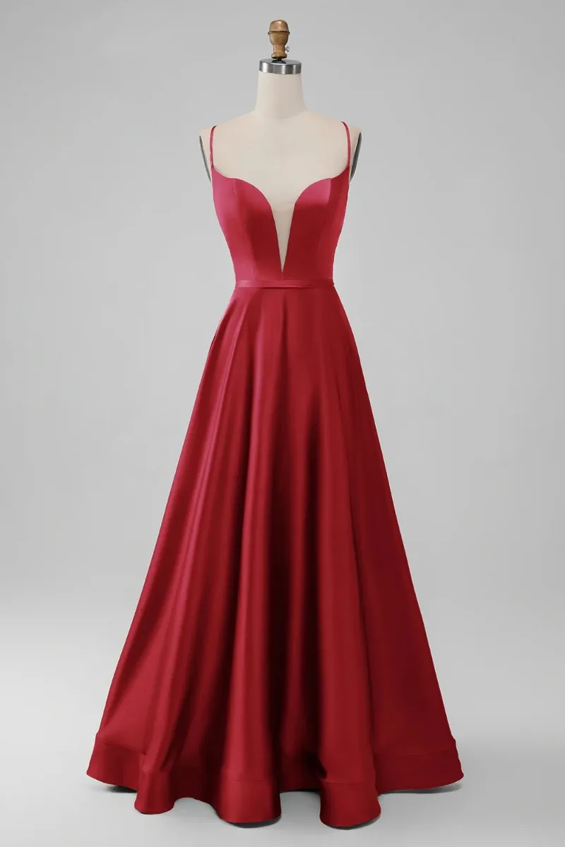 Sexy Deep V-neck Satin Prom Party Dress Elegant Slim Waist Designed Solid Evening Long Dresses Women Spaghetti Straps Vestidos
Sexy Deep V-neck Satin Prom Party Dress Elegant Slim Waist Designed Solid Evening Long Dresses Women Spaghetti Straps Vestidos