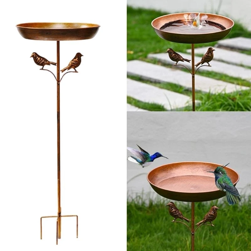 Outdoor Bird Bath Bowl with Bird Ornament for Garden Decors Sturdy Metal Construction Stable Prongs Base KXRE
Outdoor Bird Bath Bowl with Bird Ornament for Garden Decors Sturdy Metal Construction Stable Prongs Base KXRE