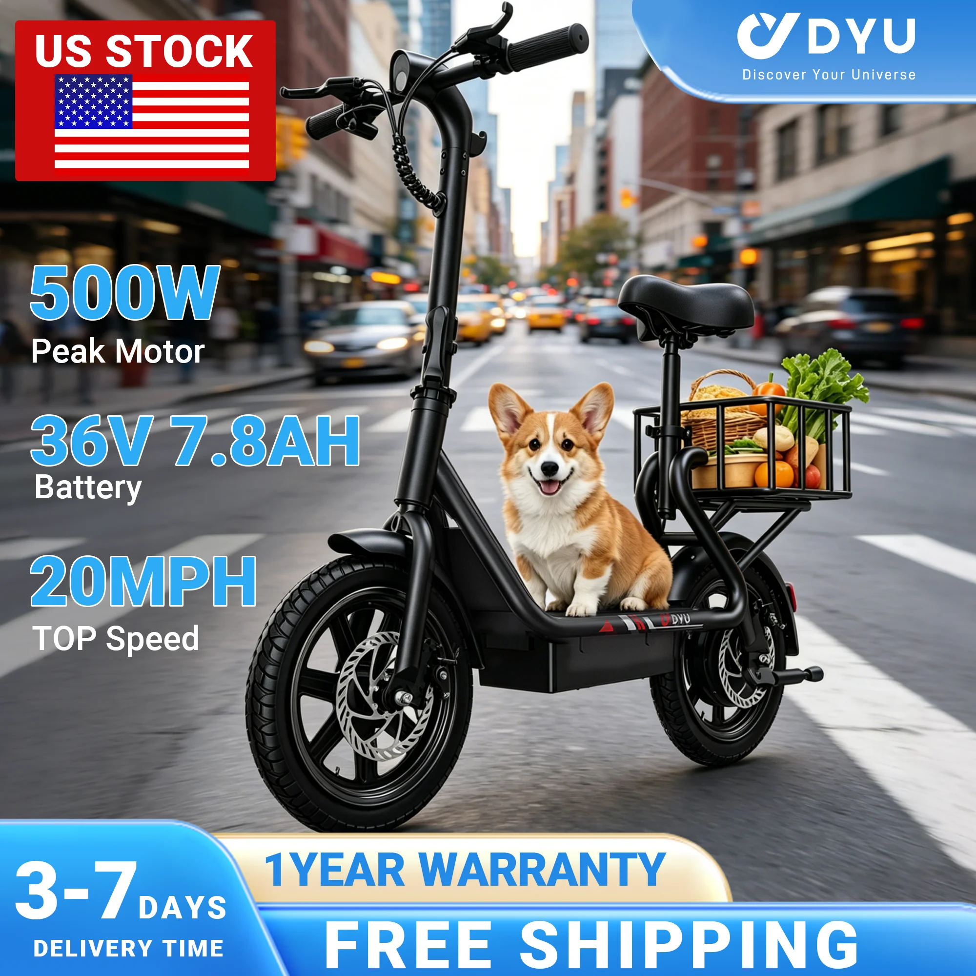 DYU C4 14” Folding Electric Bike Mini E-Bike 500W Peak 20MPH 280Wh Battery Compact City Commuter E-Scooter Style UL2849
DYU C4 14” Folding Electric Bike Mini E-Bike 500W Peak 20MPH 280Wh Battery Compact City Commuter E-Scooter Style UL2849