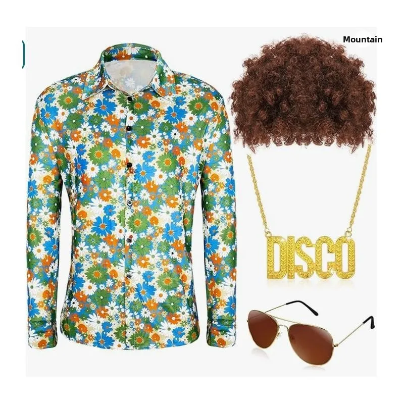 Hippie Style Floral Shirt Men's Halloween Costume 70s Disco Fashion Retro Men's Long Sleeve Cotton Polyester Blend Shirt
Hippie Style Floral Shirt Men's Halloween Costume 70s Disco Fashion Retro Men's Long Sleeve Cotton Polyester Blend Shirt