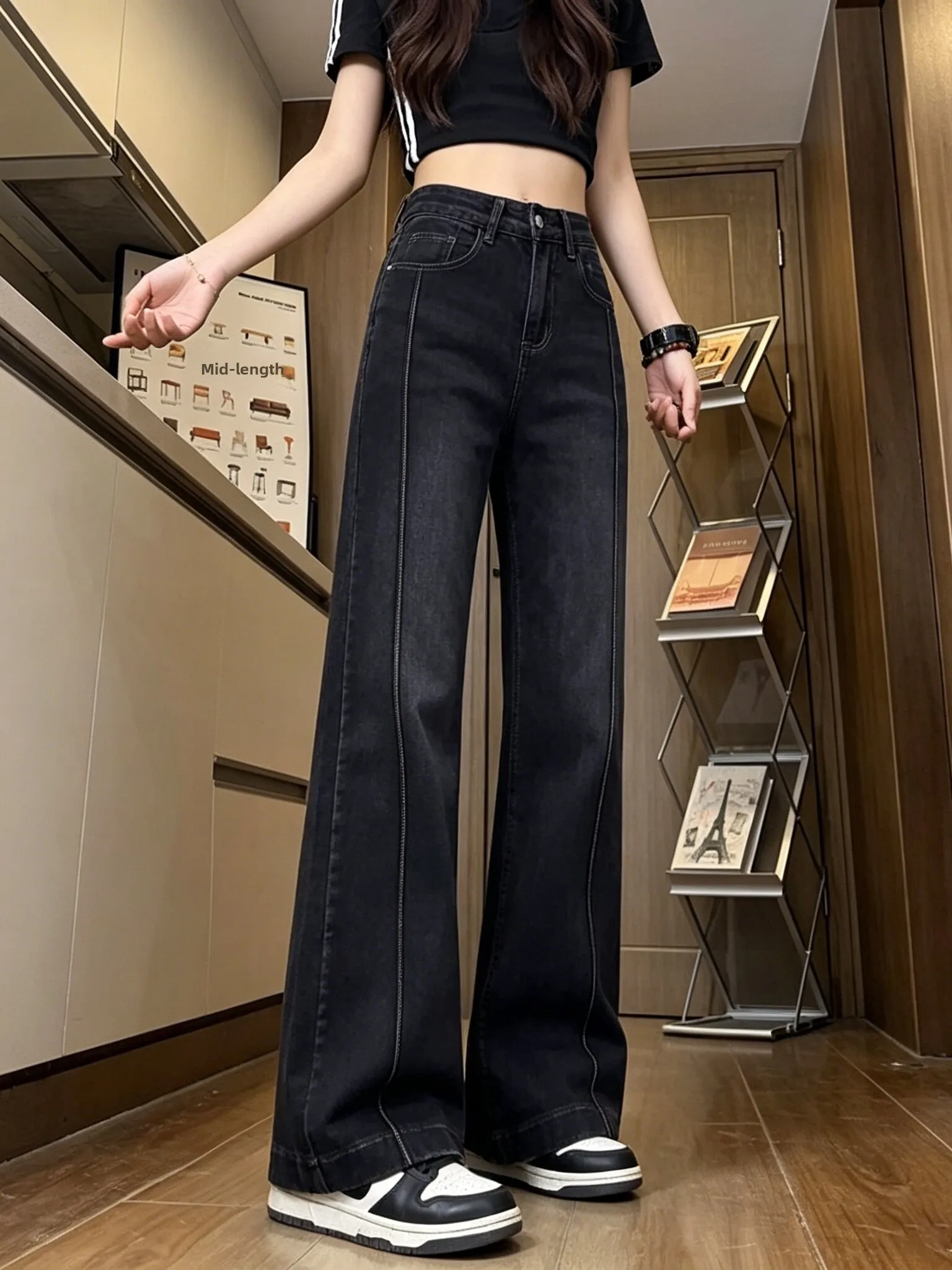 High Waist Straight Leg Bell Bottom Jeans Women's Black Grey Summer New Small Size No Legging Bell Pants Long Trousers
High Waist Straight Leg Bell Bottom Jeans Women's Black Grey Summer New Small Size No Legging Bell Pants Long Trousers