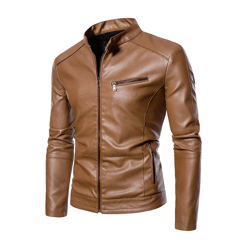 2025 PU Casual Leather Jacket Men Fleece Motorcycle Biker Slim Fit Outerwear Men Solid Stand Collar Leather Jackets
2025 PU Casual Leather Jacket Men Fleece Motorcycle Biker Slim Fit Outerwear Men Solid Stand Collar Leather Jackets