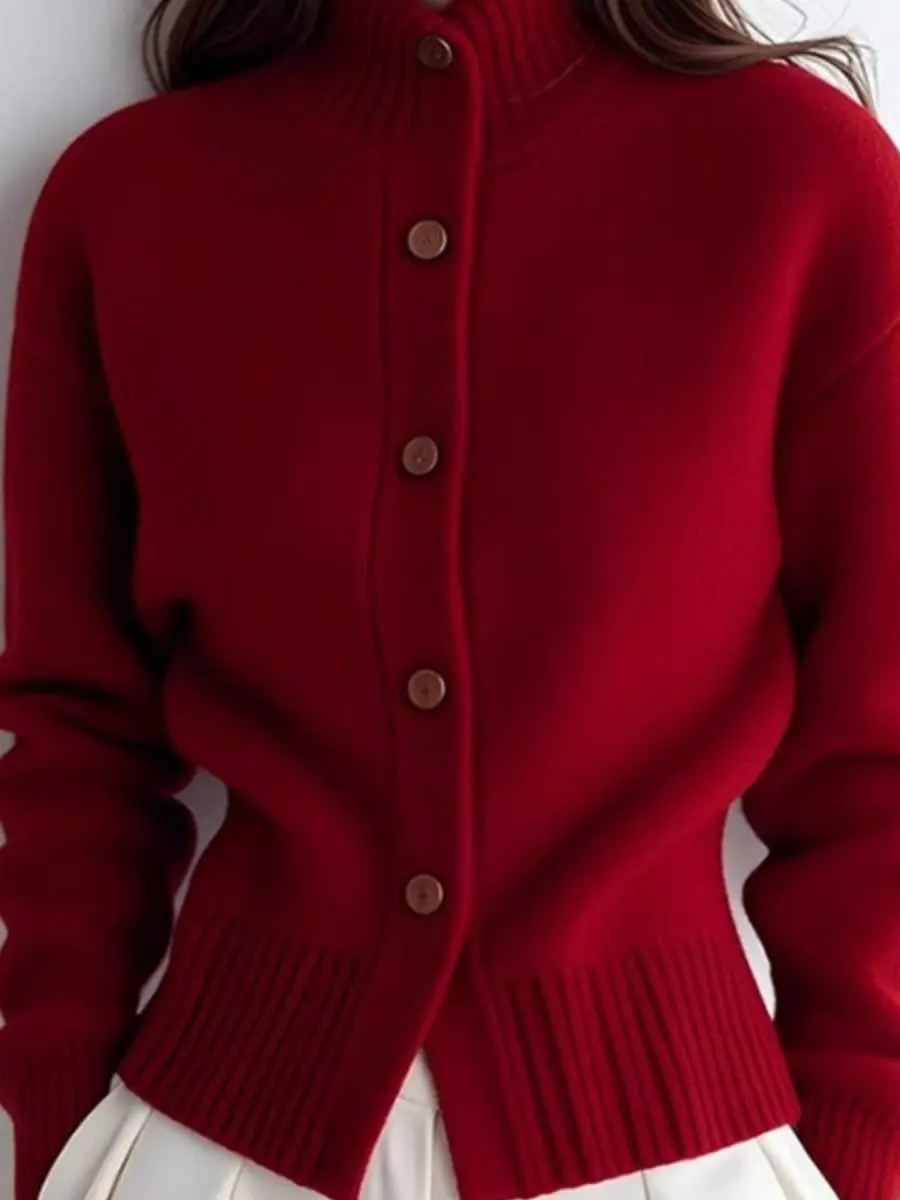 Ele Red High Collar Knitted Sweater Coat Women's Faion Autumn Winter New Sle Aosphere Feel Korean Sle Long Sve
Ele Red High Collar Knitted Sweater Coat Women's Faion Autumn Winter New Sle Aosphere Feel Korean Sle Long Sve