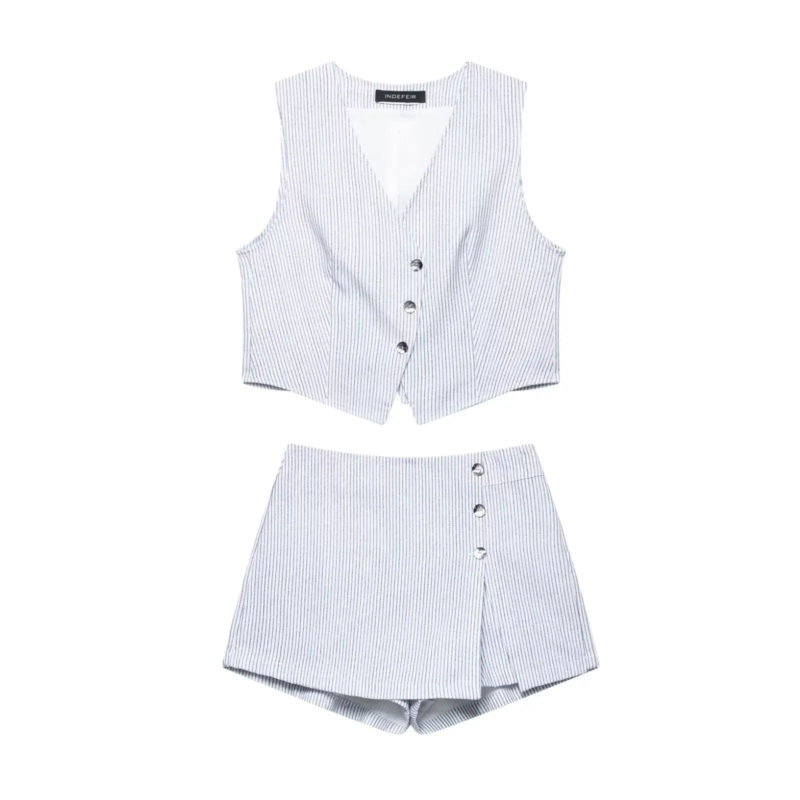 2025 Summer V-Neck Striped Vest Top Slit Shorts New Outfit Office Lady Vest Skirt Shorts Set Women Casual Sleeveless V-neck Vest
2025 Summer V-Neck Striped Vest Top Slit Shorts New Outfit Office Lady Vest Skirt Shorts Set Women Casual Sleeveless V-neck Vest