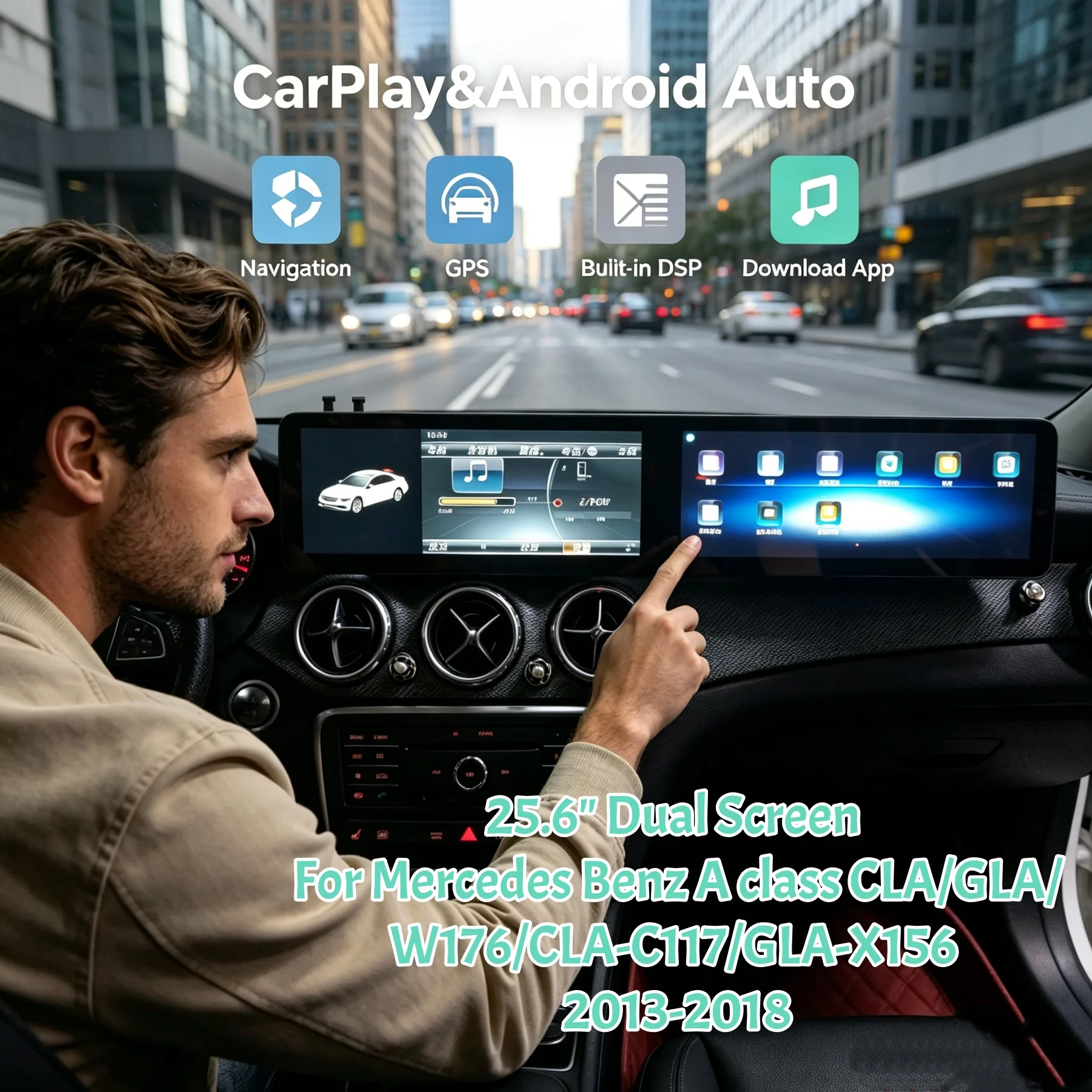 Android 25.6" Dual Touch Screen For Mercedes Benz A class W176 CLA-C117 GLA-X156 2013-2018 Auto CarPlay GPS Multimedia Player
Android 25.6" Dual Touch Screen For Mercedes Benz A class W176 CLA-C117 GLA-X156 2013-2018 Auto CarPlay GPS Multimedia Player