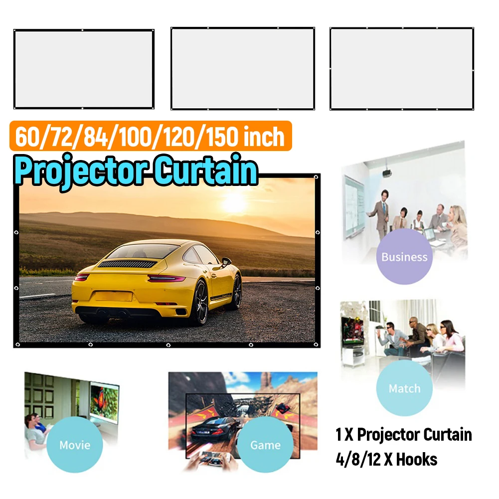 60 72 84 100 120 150 inch Projector Curtain 16:9 Home Office KTV Display Screen
60 72 84 100 120 150 inch Projector Curtain 16:9 Home Office KTV Display Screen