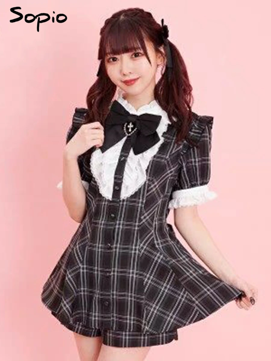 Комплект из двух предметов в японском стиле Jirai Kei: женское весенне-летнее платье-лолита с пышными рукавами и бантом, короткие шорты, милый комплект в стиле кавайи
Комплект из двух предметов в японском стиле Jirai Kei: женское весенне-летнее платье-лолита с пышными рукавами и бантом, короткие шорты, милый комплект в стиле кавайи