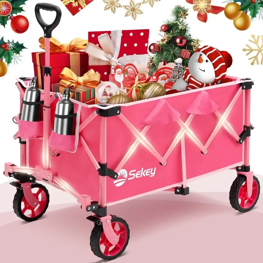 Pink Collapsible Foldable Wagon with 330lbs Weight Capacity Heavy Duty Folding Wagon Cart with Big All-Terrain Wheels and Drink
Pink Collapsible Foldable Wagon with 330lbs Weight Capacity Heavy Duty Folding Wagon Cart with Big All-Terrain Wheels and Drink