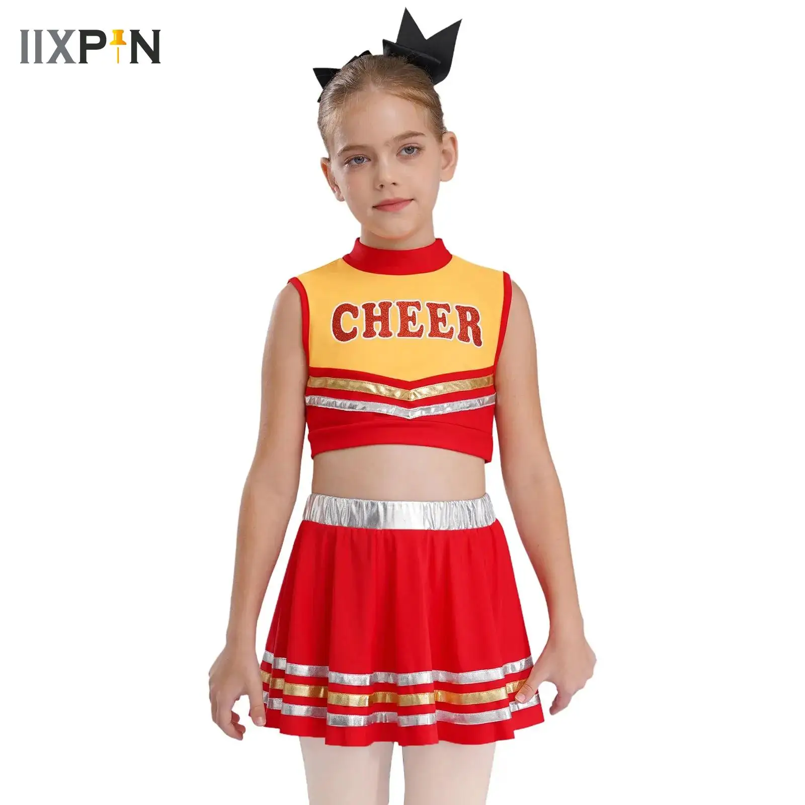 Child Halloween Cosplay Cheerleader Costume Cheerleading Uniform Outfit Letters Crop Top with Skirt School Girls Dancewear Set
Child Halloween Cosplay Cheerleader Costume Cheerleading Uniform Outfit Letters Crop Top with Skirt School Girls Dancewear Set