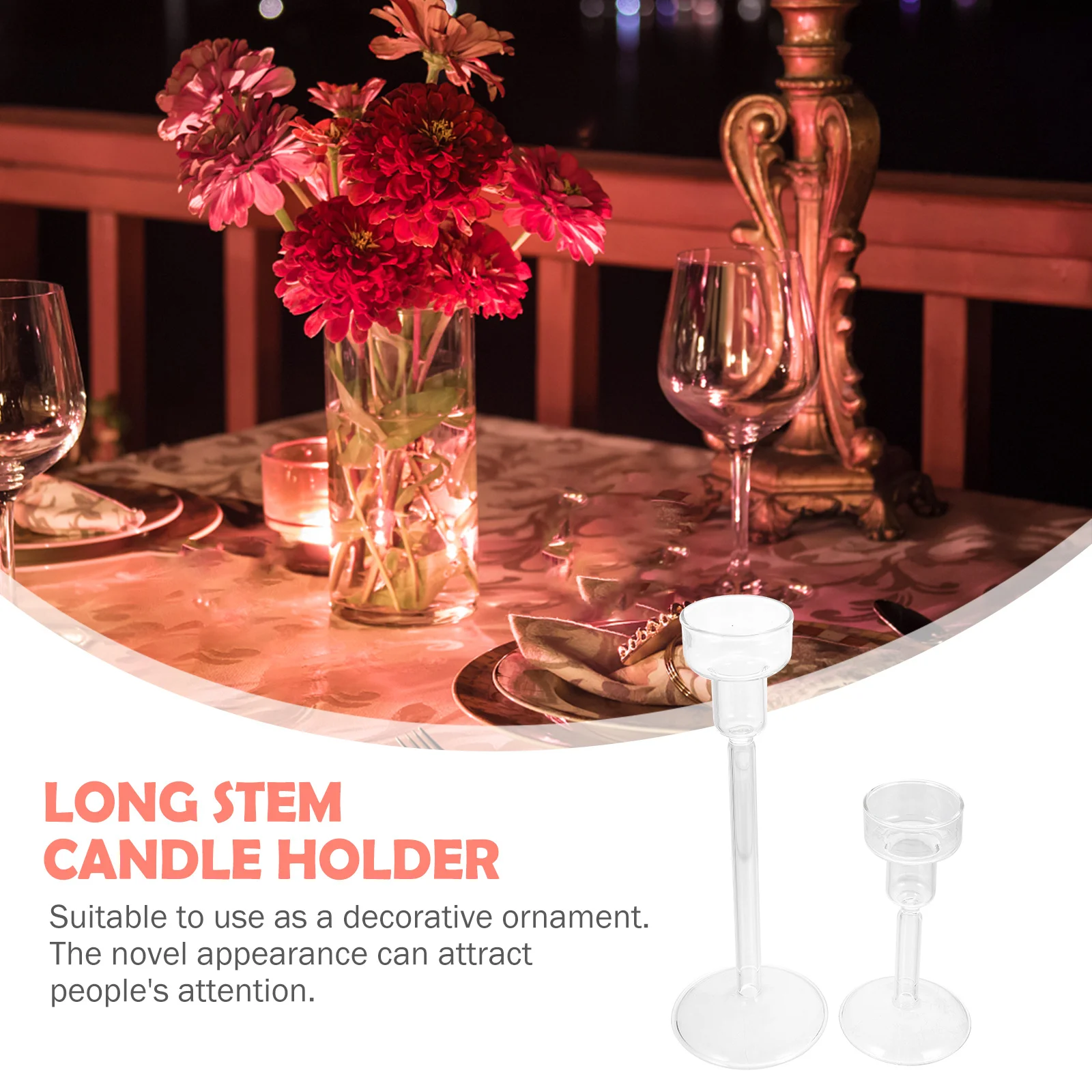 2Pcs Glass Long Stem Holder Decorative Standing Candlestick Creative Household Stand Home Decor Ornament
2Pcs Glass Long Stem Holder Decorative Standing Candlestick Creative Household Stand Home Decor Ornament