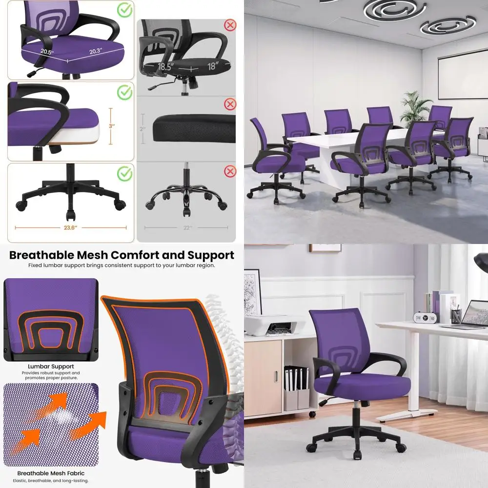 Ergonomic Mesh Chair with Lumbar Support, Adjustable Armrests, Swivel, and Wheels for Comfortable Home or Office Use
Ergonomic Mesh Chair with Lumbar Support, Adjustable Armrests, Swivel, and Wheels for Comfortable Home or Office Use