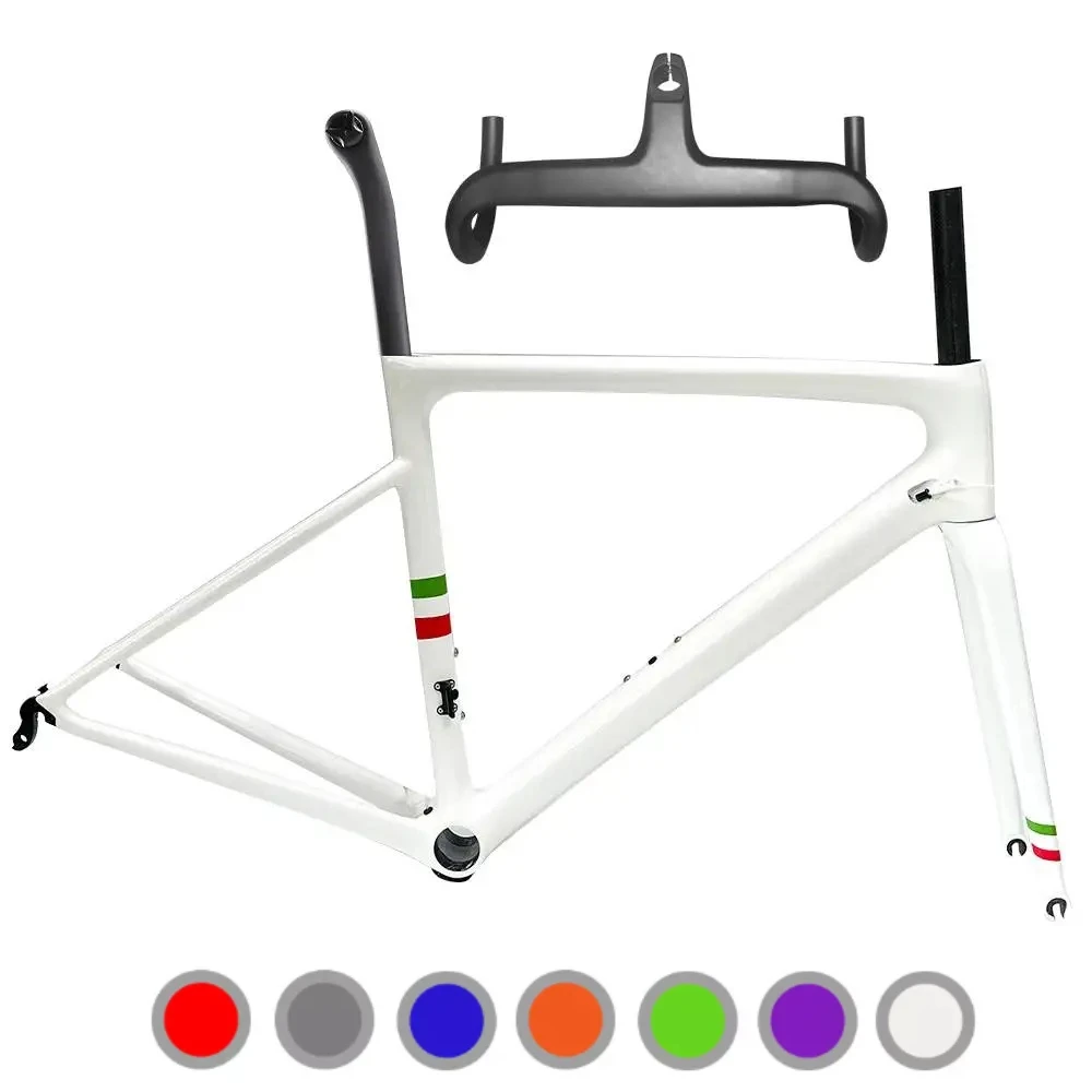 800g Carbon Road Bike Frameset with Integrated Handlebar & Fully Internal Cable Routing, Rim Brake Ultra Light Aero Racing Frame
800g Carbon Road Bike Frameset with Integrated Handlebar & Fully Internal Cable Routing, Rim Brake Ultra Light Aero Racing Frame