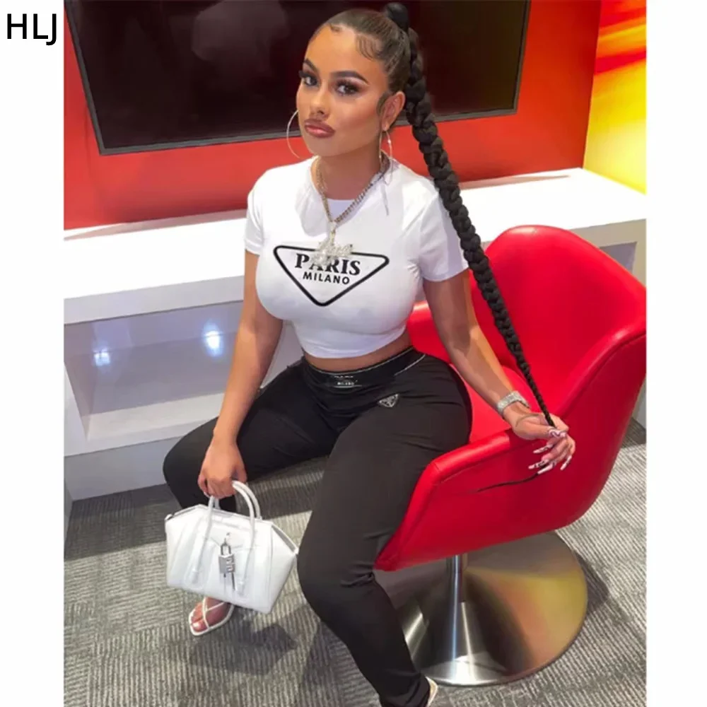 HLJ Fashion Streetwear Women Letter Print Short Sleeve Top And Skinny Pants Two Piece Sets Casual Matching 2pcs Outfits 2023 New
HLJ Fashion Streetwear Women Letter Print Short Sleeve Top And Skinny Pants Two Piece Sets Casual Matching 2pcs Outfits 2023 New
