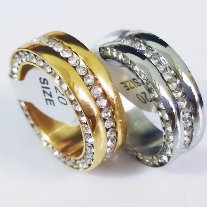For sale 10 pcs 10mm High quality Three circles full of zircon fashion Stainless steel Men's RING
For sale 10 pcs 10mm High quality Three circles full of zircon fashion Stainless steel Men's RING