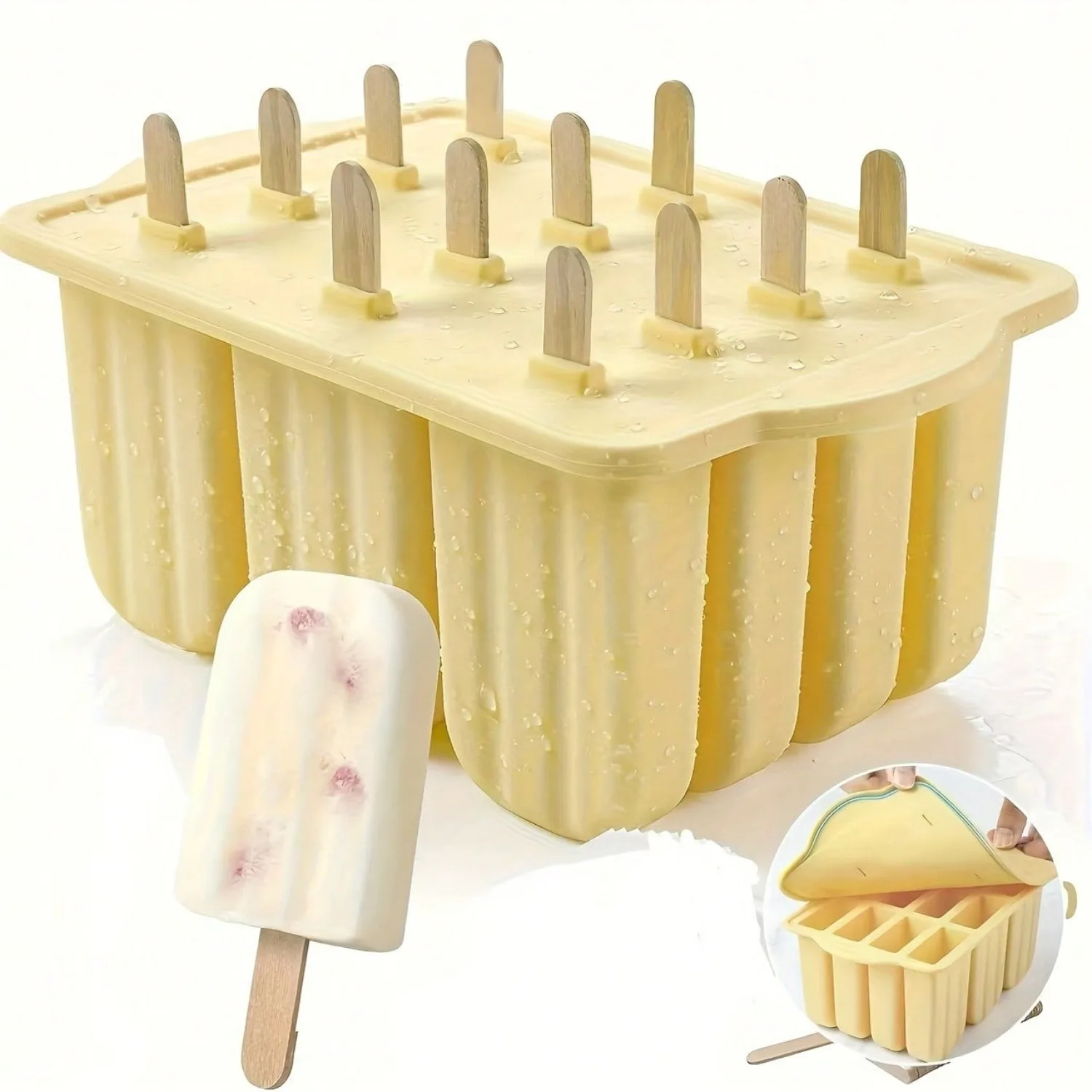 Silicone Popsicle Mold 12 Cavities – Complete DIY Kit With Wooden Sticks, Funnel & Gift Bags, Easy-Fill Ice Cream Mold For Homemade Fruit Pops, Great For Party Supplies
Silicone Popsicle Mold 12 Cavities – Complete DIY Kit With Wooden Sticks, Funnel & Gift Bags, Easy-Fill Ice Cream Mold For Homemade Fruit Pops, Great For Party Supplies