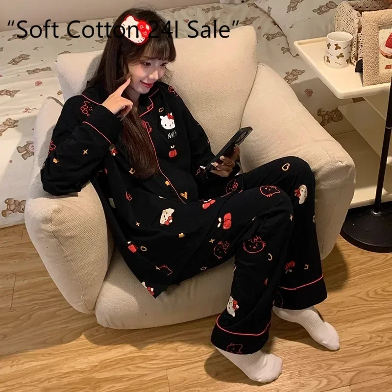 Hello Kitty pajamas autumn new long-sleeved trousers pure cotton two-piece set cute cartoon Hello Kitty women's loungewear
Hello Kitty pajamas autumn new long-sleeved trousers pure cotton two-piece set cute cartoon Hello Kitty women's loungewear