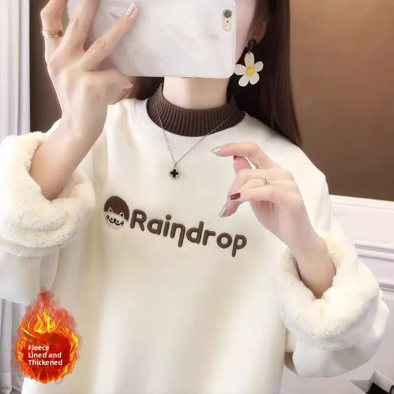 Thickened Fleece Women's Sweatshirt Hoodie Half High Collar Letter Print Loose Fit Autumn Winter Warm Top Korean Style Long S...
Thickened Fleece Women's Sweatshirt Hoodie Half High Collar Letter Print Loose Fit Autumn Winter Warm Top Korean Style Long S...