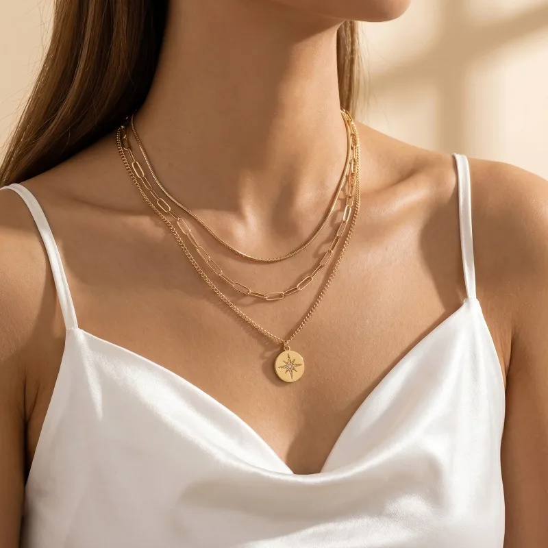 Gold Star Layered Necklace Star Coin Pendant Chain Link Choker Set Dainty Wedding Jewelry Elegant Gift For Women
Gold Star Layered Necklace Star Coin Pendant Chain Link Choker Set Dainty Wedding Jewelry Elegant Gift For Women