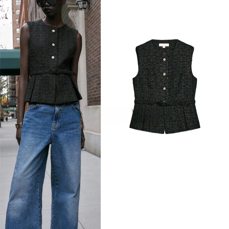 Новый зимний женский повседневный круглый жилет с металлическим цветным поясом, жилет 30, удобный жилет из полиэфирного волокна для поездок на работу
Новый зимний женский повседневный круглый жилет с металлическим цветным поясом, жилет 30, удобный жилет из полиэфирного волокна для поездок на работу