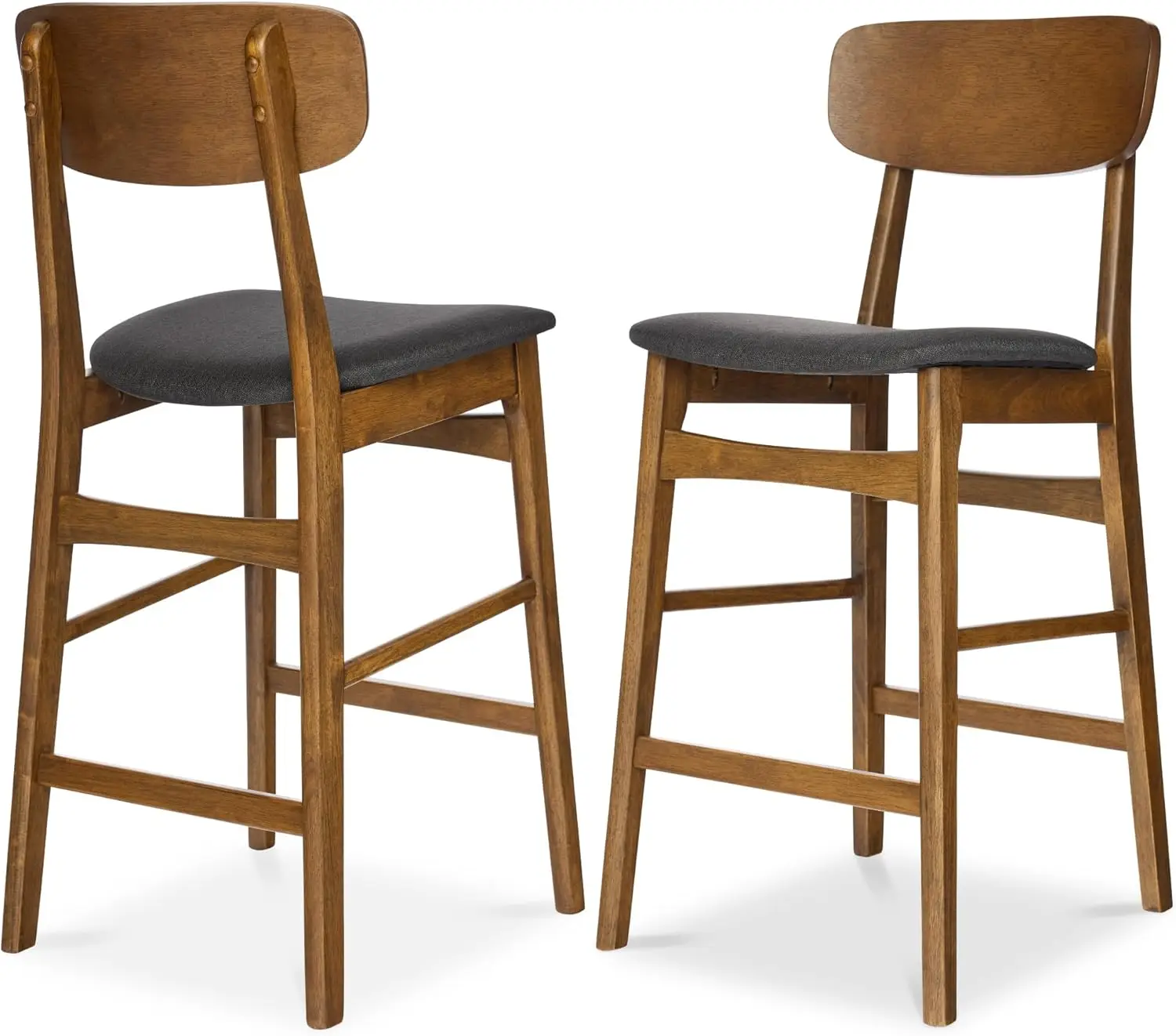 Bar Stool Set of 2, Modern Farmhouse Counter Height Stools w/Upholstered Cushioned Seat, Wooden Curved Backrest - Walnut/Char
Bar Stool Set of 2, Modern Farmhouse Counter Height Stools w/Upholstered Cushioned Seat, Wooden Curved Backrest - Walnut/Char