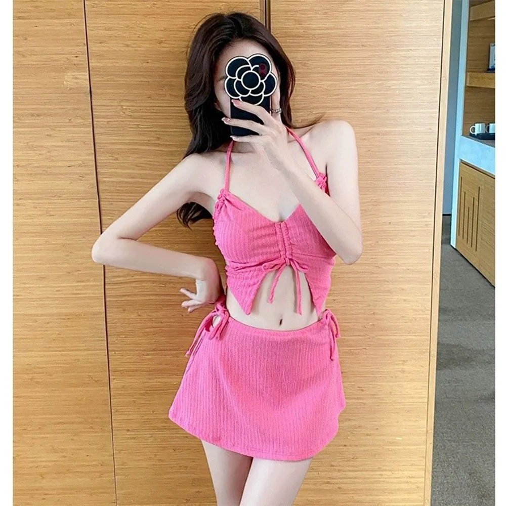 3Pcs Bikini Sexy Pure Texture Suspender Swimsuit V-Neck Drawstring Crop Top+Skirt Bikini Set Summer Beach Swimsuit Gifts
3Pcs Bikini Sexy Pure Texture Suspender Swimsuit V-Neck Drawstring Crop Top+Skirt Bikini Set Summer Beach Swimsuit Gifts